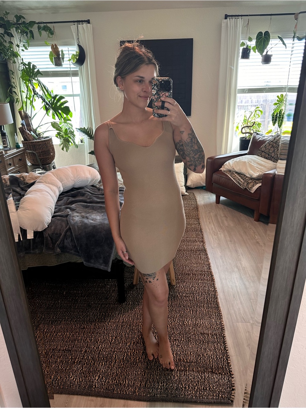 Tan bodycon dress
